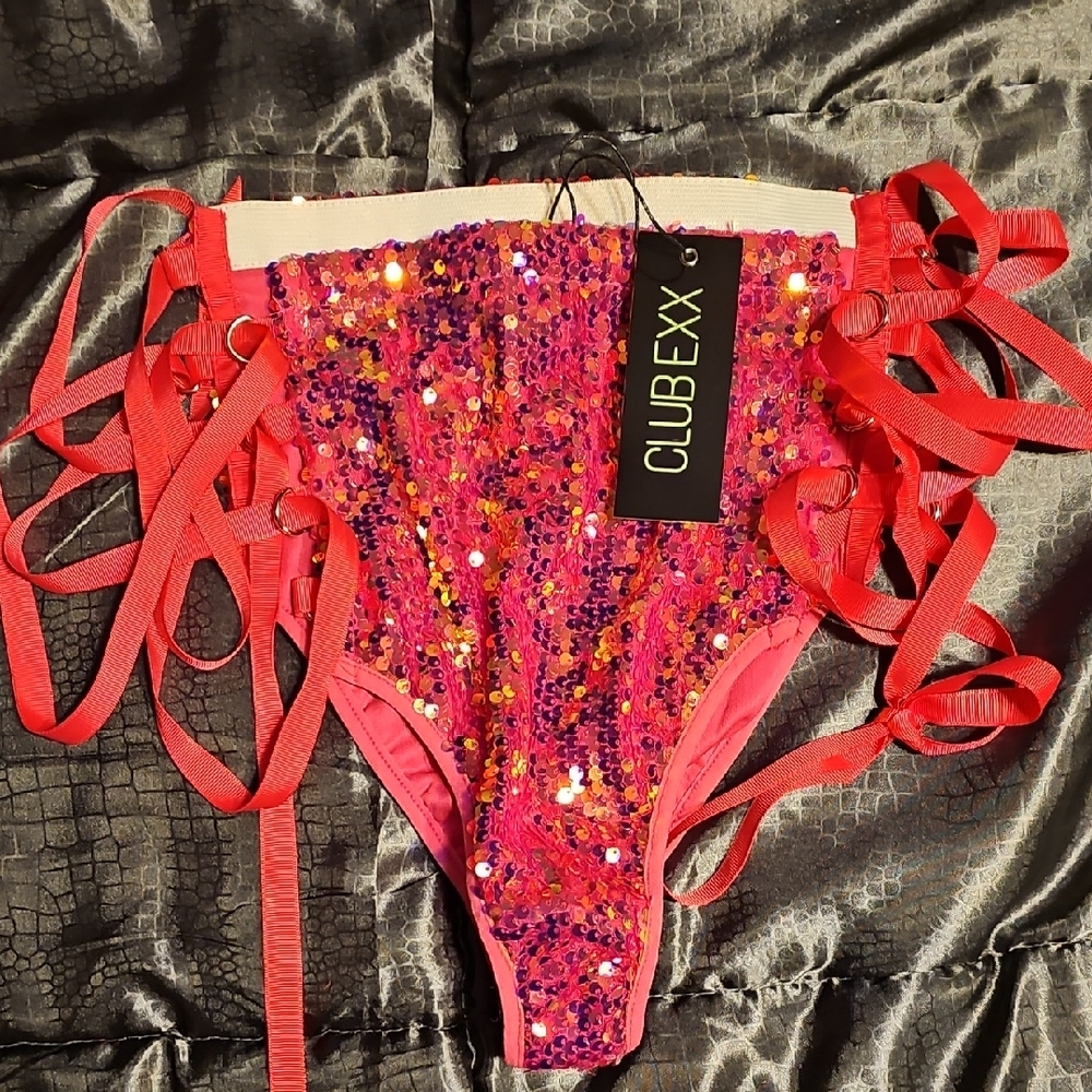 CLUBEXX Pink Sequin Women's High-Cut Shorts